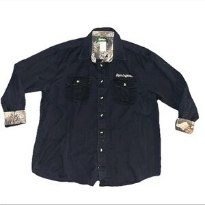 Remington Men's Blaze Black Long Sleeve Button Down Shirt Size XLarge
